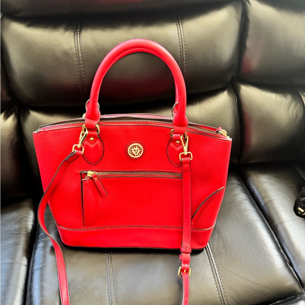 Red purse with strap